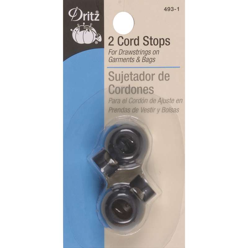 Round Cord Stops 2/Pkg Black  