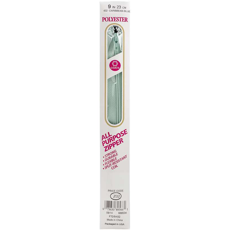 All-Purpose Plastic Zipper 9" Caribbean Blue