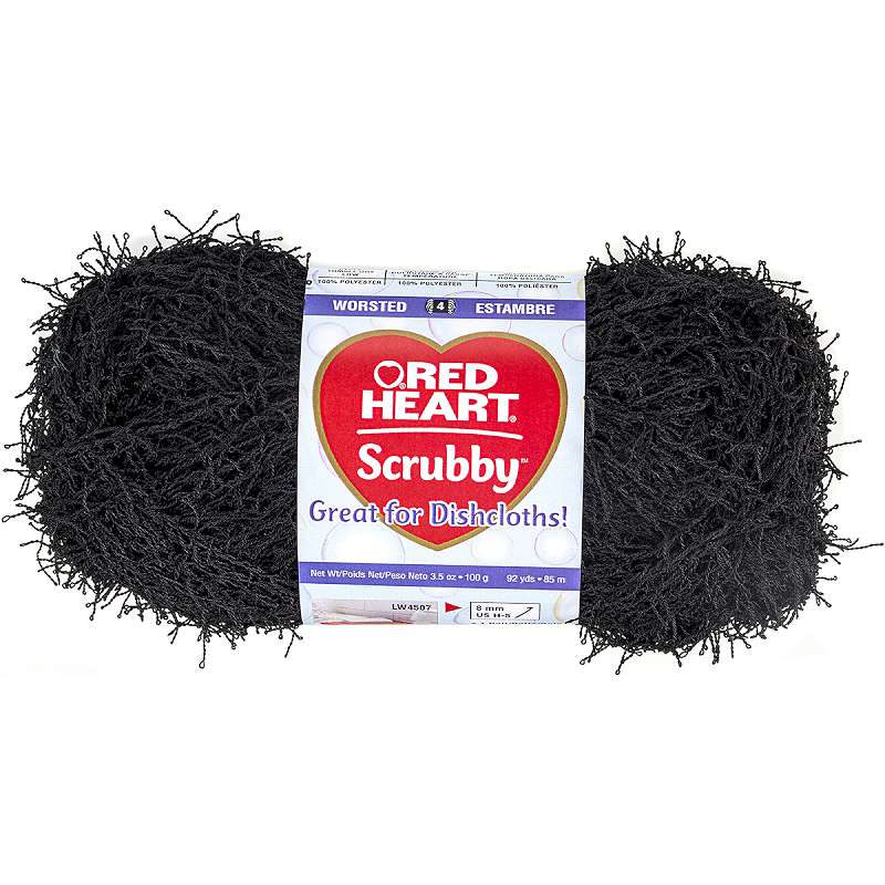 Red Heart Scrubby Yarn Black