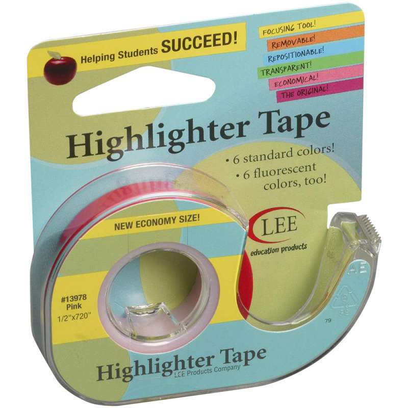 Lee Products Removeable Highlighter Tape Pink.5 Inch X 720 Inch