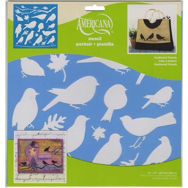Americana Decor Stencil 12"X12" Feathered Friends