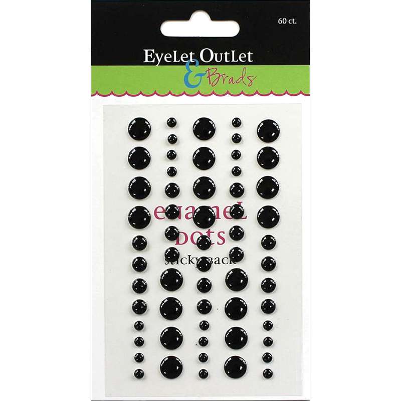 Eyelet Outlet Adhesive-Back Enamel Dot 60/Pkg Black