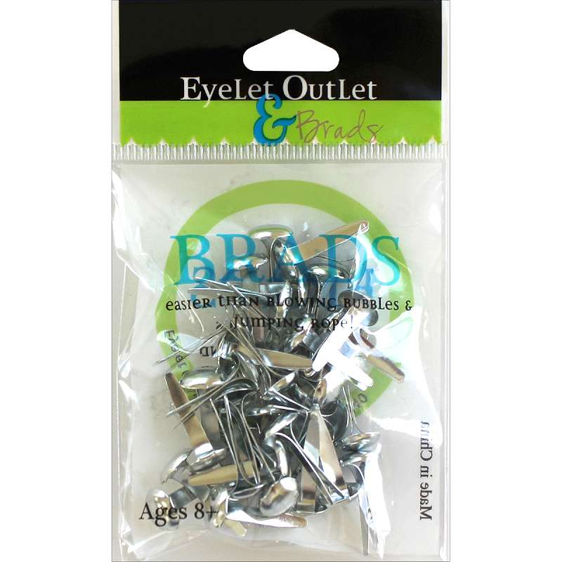 Eyelet Outlet Round Brads 8mm 40/Pkg Silver
