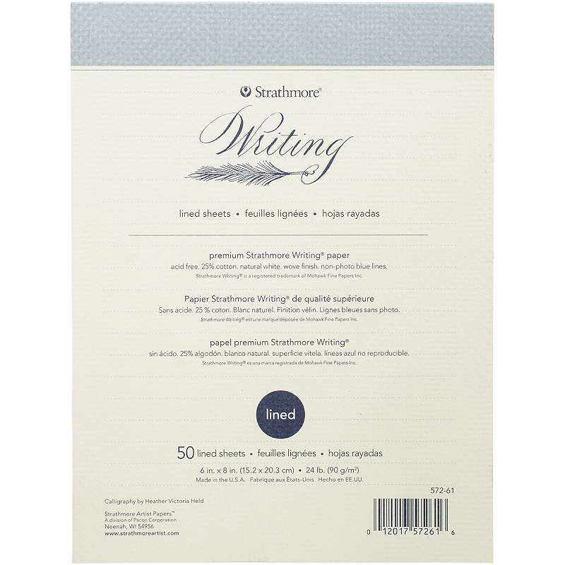 Strathmore Writing Pad Lined 6"X8" 50 Sheets 24lb Natural White