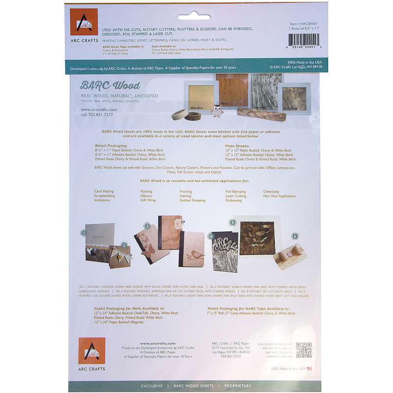 BARC Wood Sheet W/Paper Backing 8.5"X11" White Birch