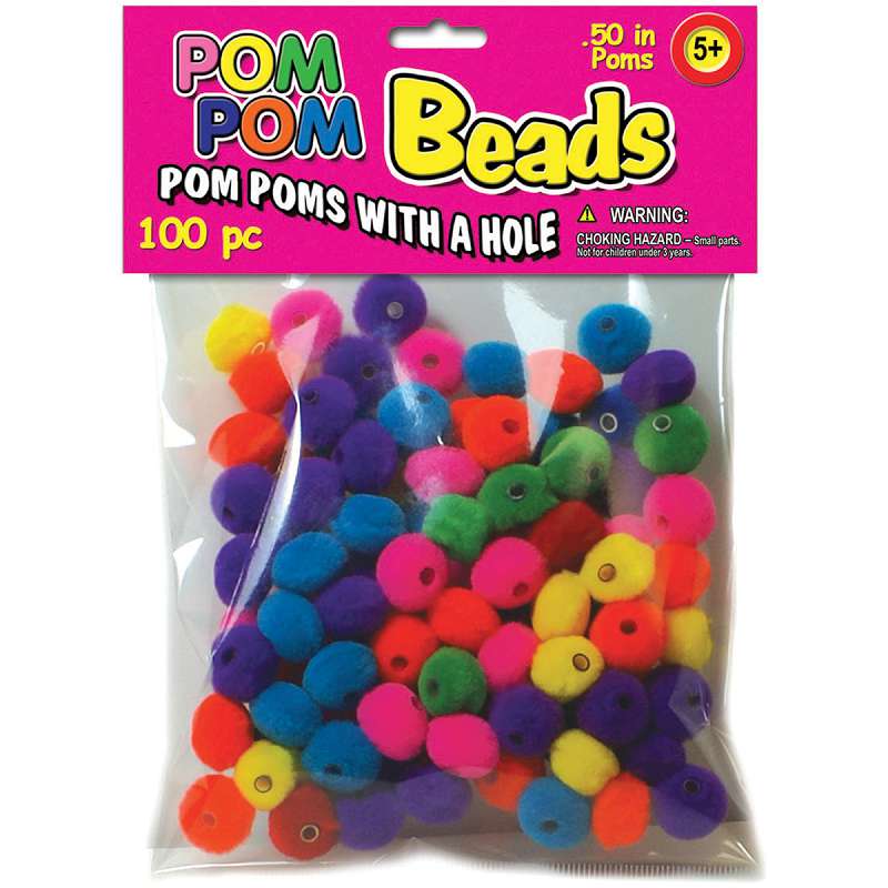 Pom-Pom Beads .5" 100/Pkg Assorted