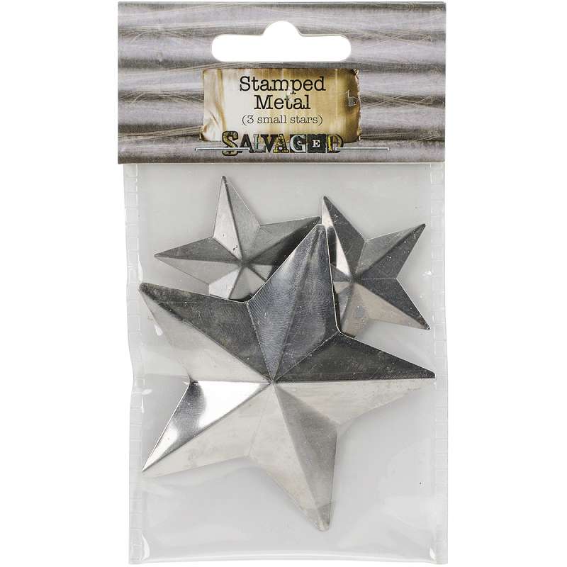 Salvaged Tin Metal Shapes 3/Pkg Stars