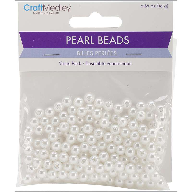 Pearl Beads Value Pack  6mm White 185/Pkg