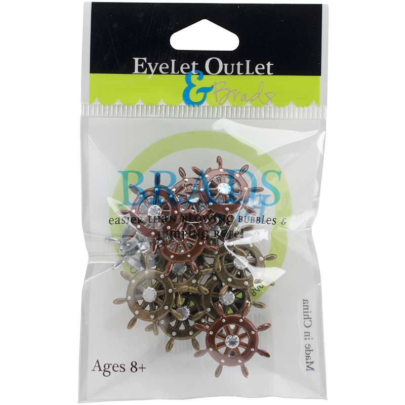 Eyelet Outlet Shape Brads 12/Pkg Ship Wheel