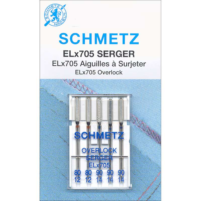 ELX705 Serger Needles Sizes 12/80 (2), 14/90 (3) 