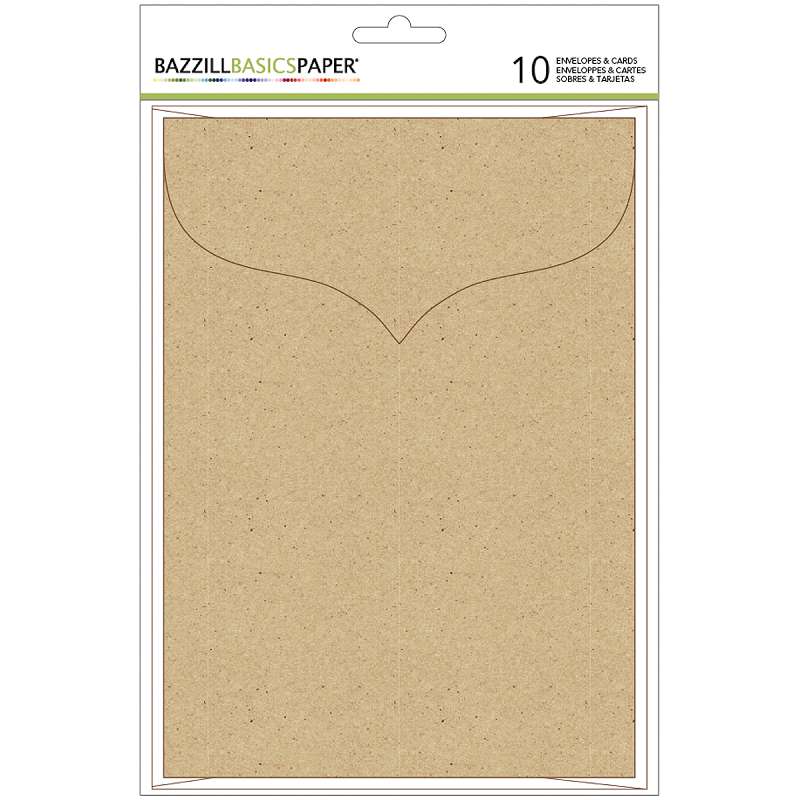 Bazzill Scallop Cards W/Envelopes 5"X7" 10/Pkg Kraft