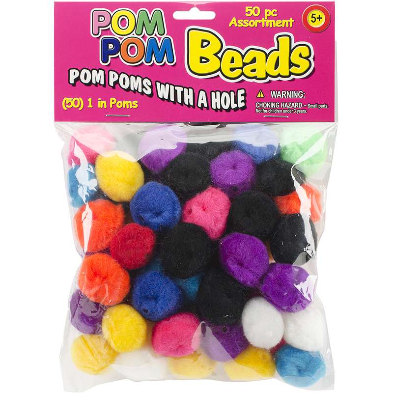 Pom-Pom Beads 1" 50/Pkg Assorted