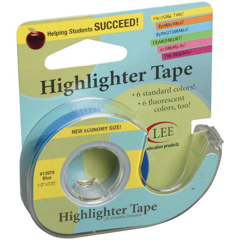 Lee Products Removeable Highlighter Tape Blue .5 Inch X 720 Inch
