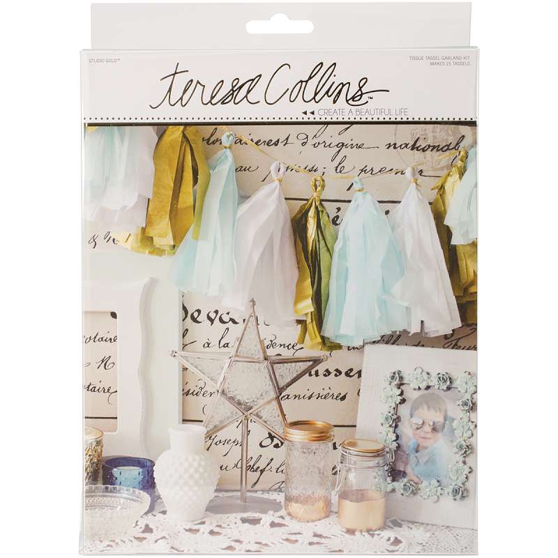 Teresa Collins Studio Gold Tissue Tassel Banner Kit Tassel