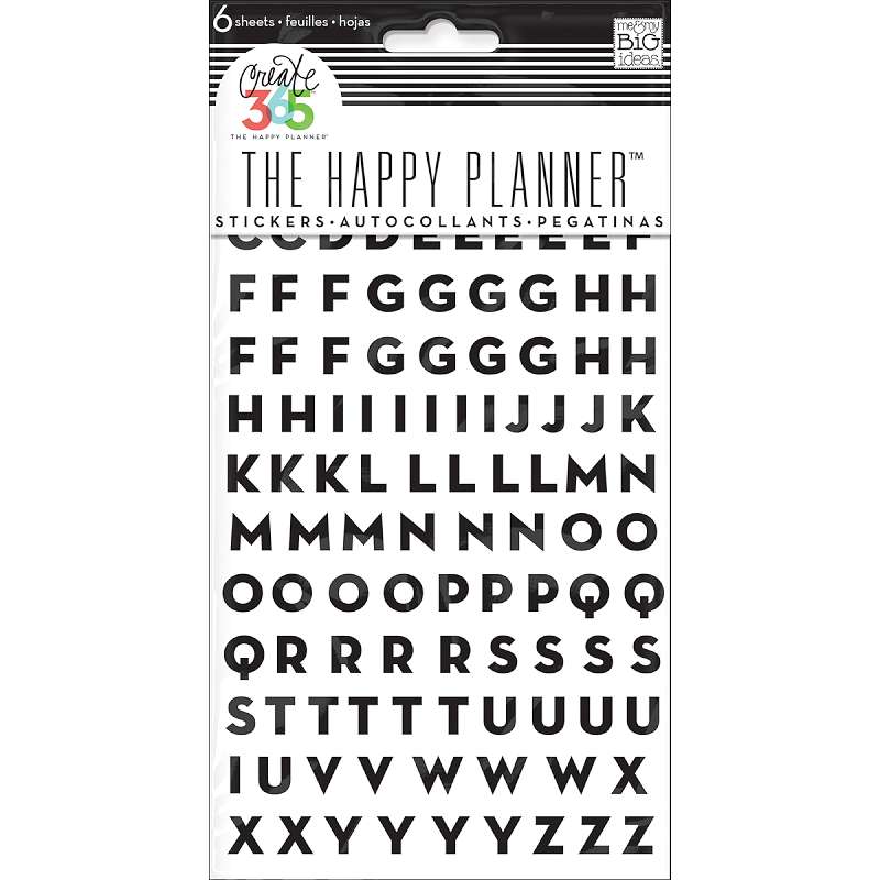 Create 365 Stickers 6 Sheets/Pkg Alpha Black