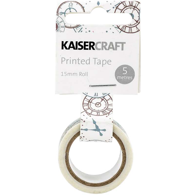 Kaisercraft Printed Tape .5"X16.5' Clocks