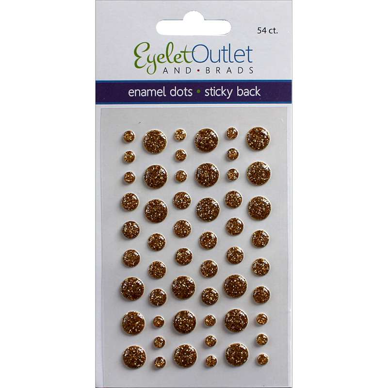 Eyelet Outlet Adhesive-Back Enamel Dots 54/Pkg Glitter Gold