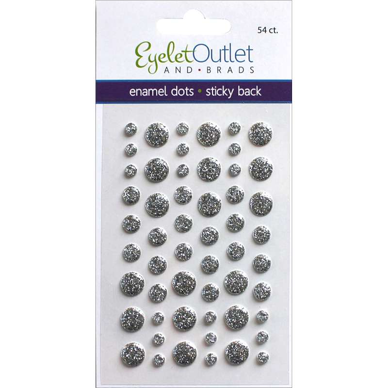 Eyelet Outlet Adhesive-Back Enamel Dots 54/Pkg Glitter Silver