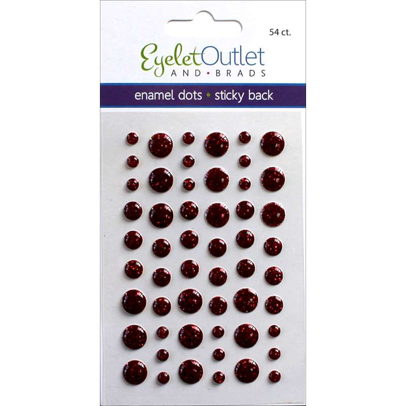 Eyelet Outlet Adhesive-Back Enamel Dots 54/Pkg Glitter Red