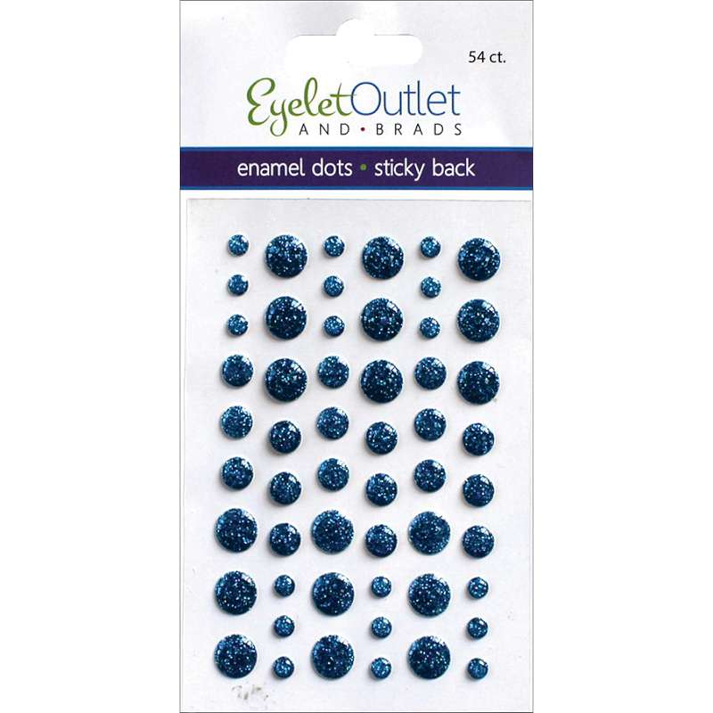 Eyelet Outlet Adhesive-Back Enamel Dots 54/Pkg Glitter Blue