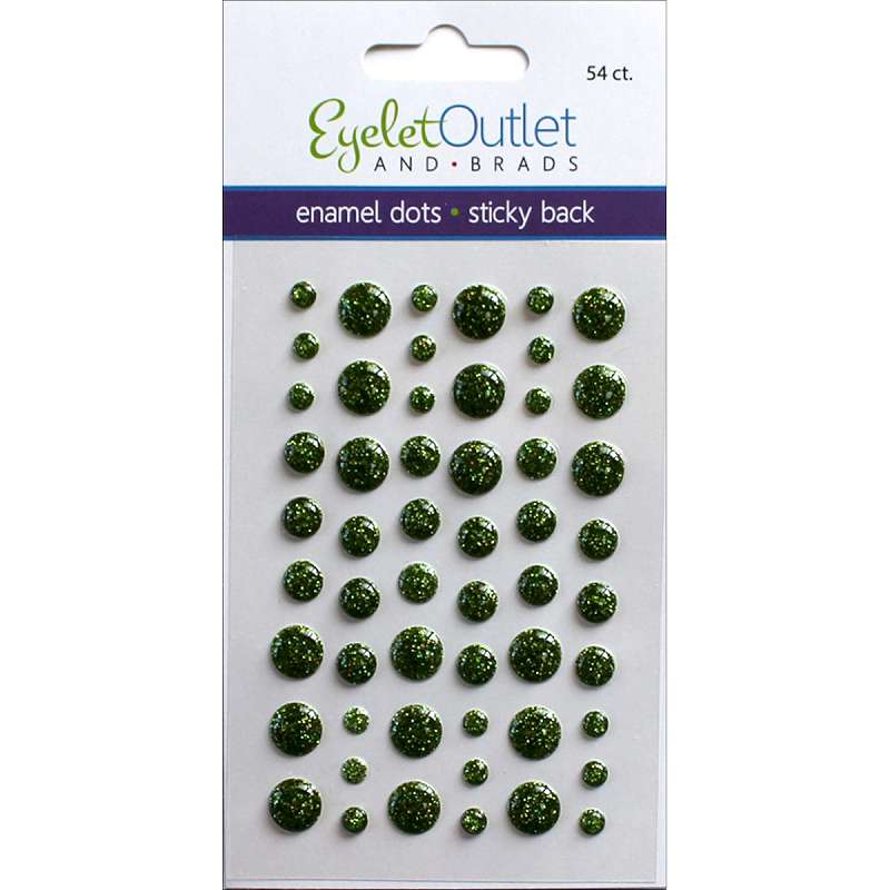 Eyelet Outlet Adhesive-Back Enamel Dots 54/Pkg Glitter Green