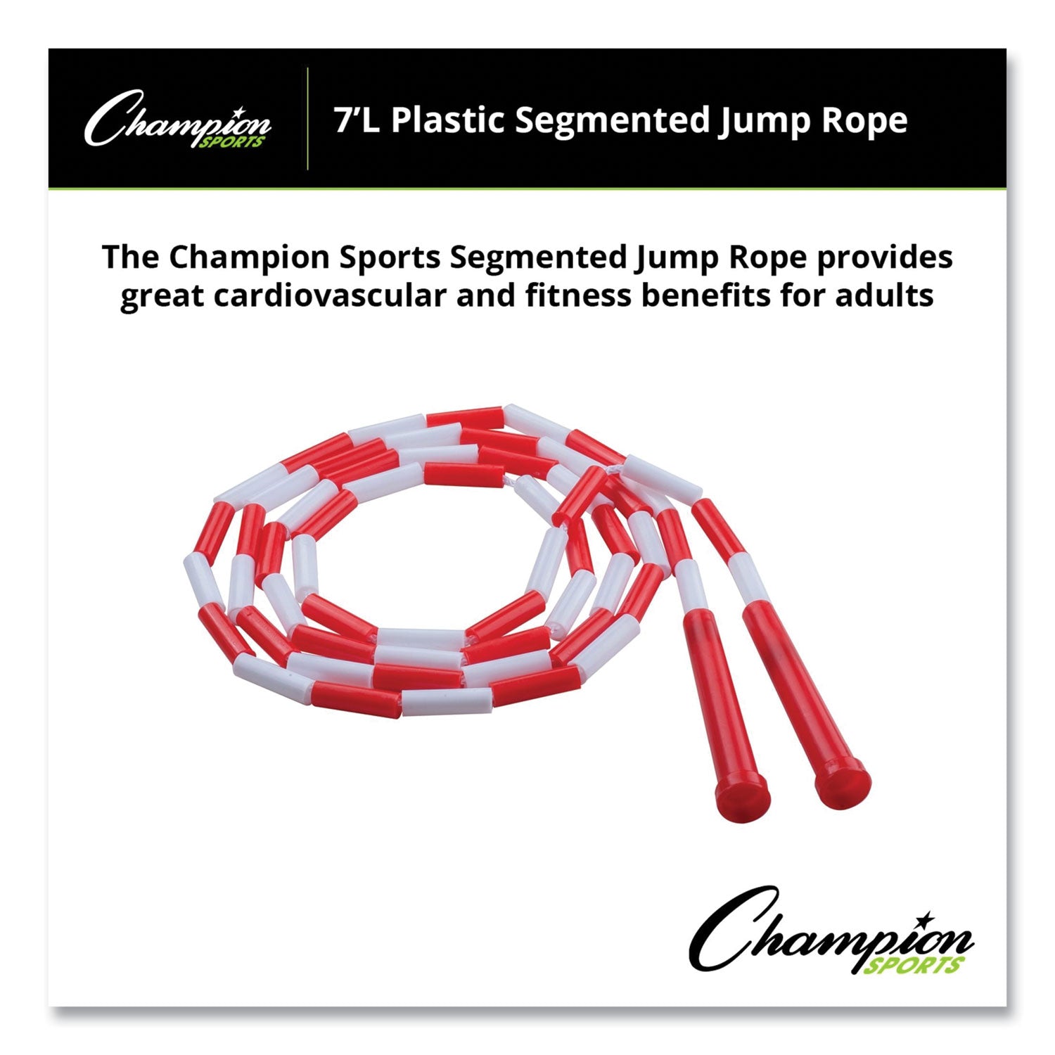 Champion Sports Segmented Plastic Jump Rope, 7ft, Red/White