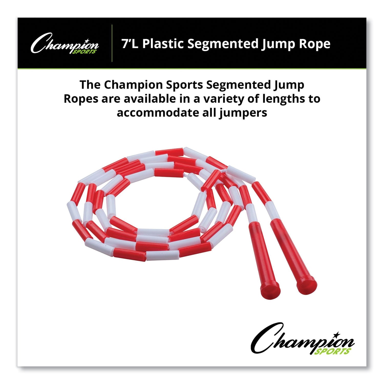 Champion Sports Segmented Plastic Jump Rope, 7ft, Red/White