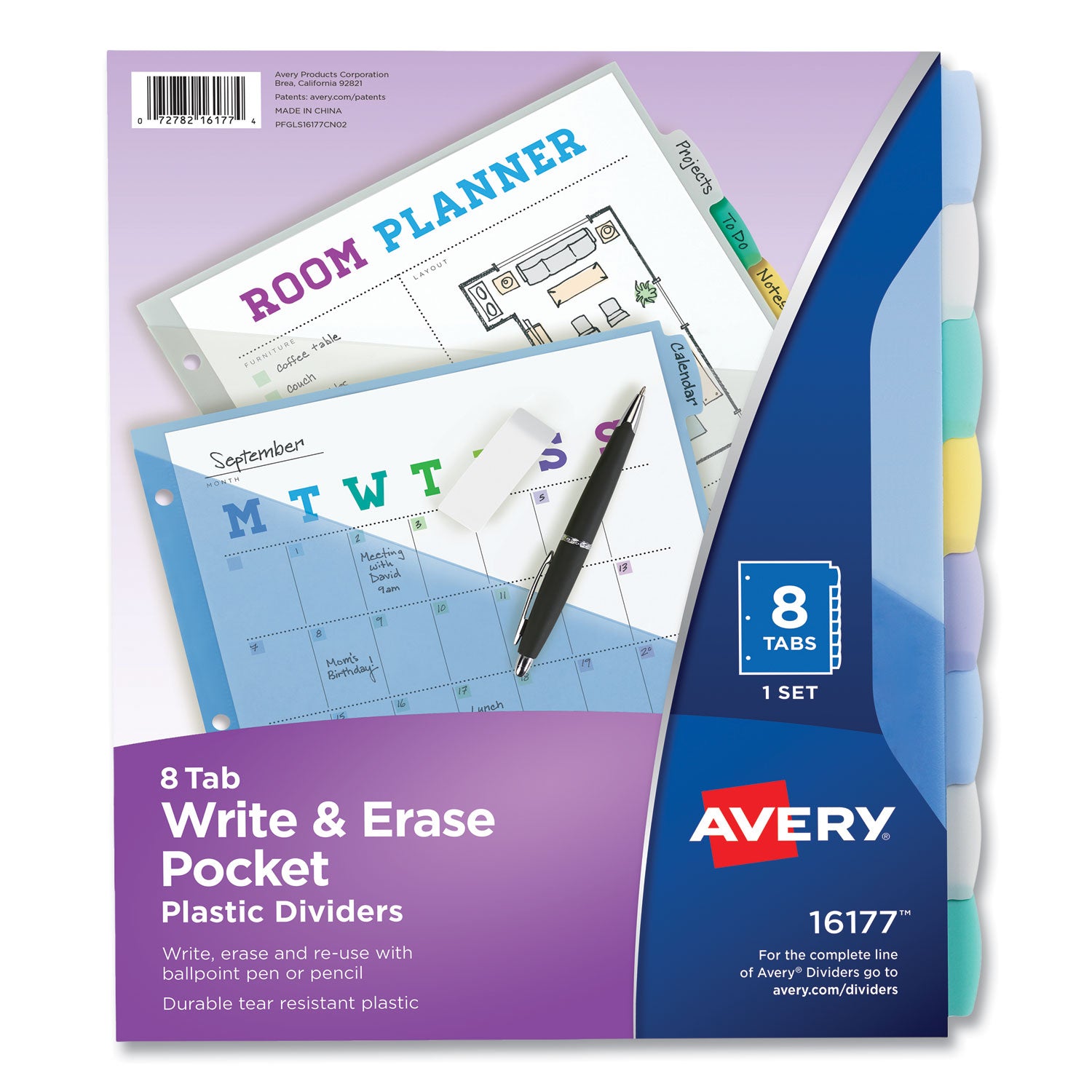 Avery® Write-On Big Tab Plastic Dividers, 8-Tab, Letter