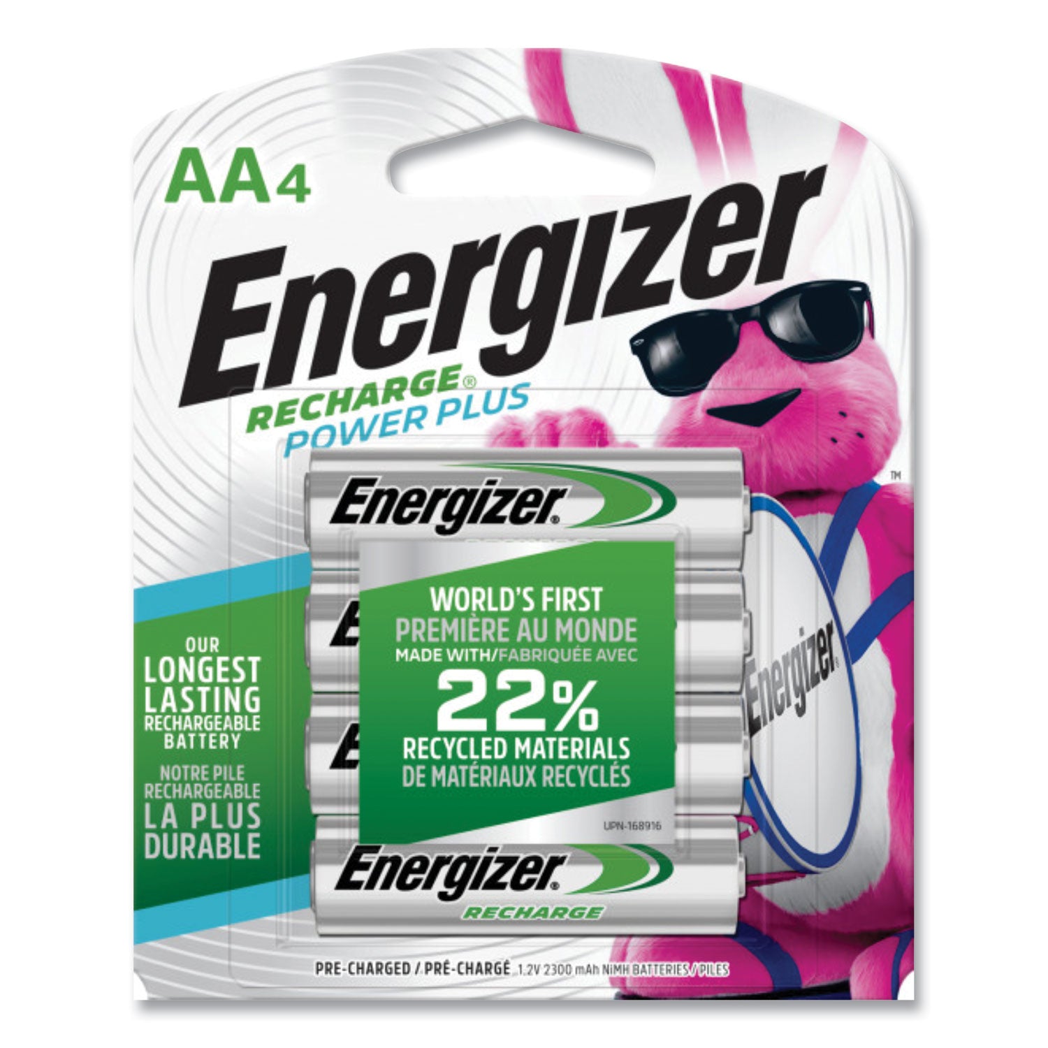 Energizer® NiMH Rechargeable Batteries, AA, 4 Batteries/Pack