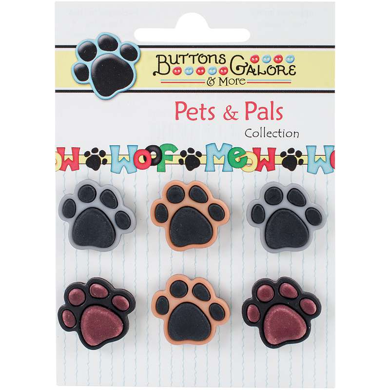 Buttons Galore Pets & Pals 6/Pkg Precious Paws
