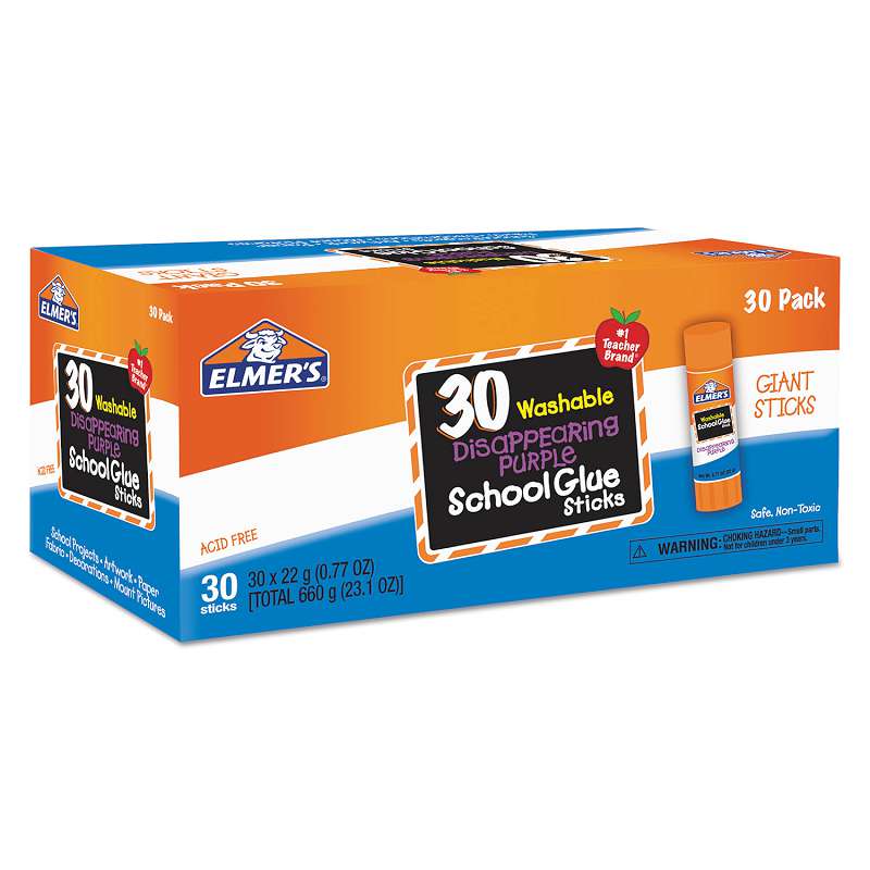 Elmer's® Disappearing Purple All Purpose Glue Sticks, Purple/Clear, 30/Box