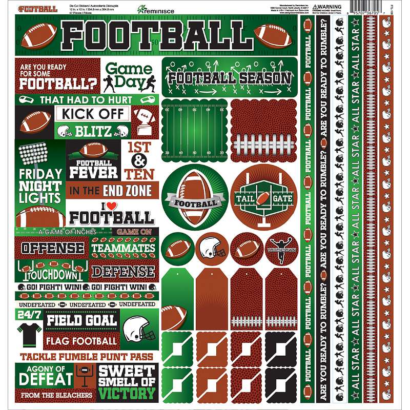 Football Cardstock Sticker 12"X12" 