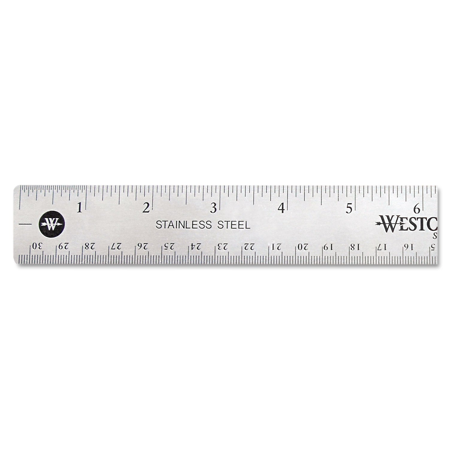 Westcott® Stainless Steel Office Ruler With Non Slip Cork Base, 12"