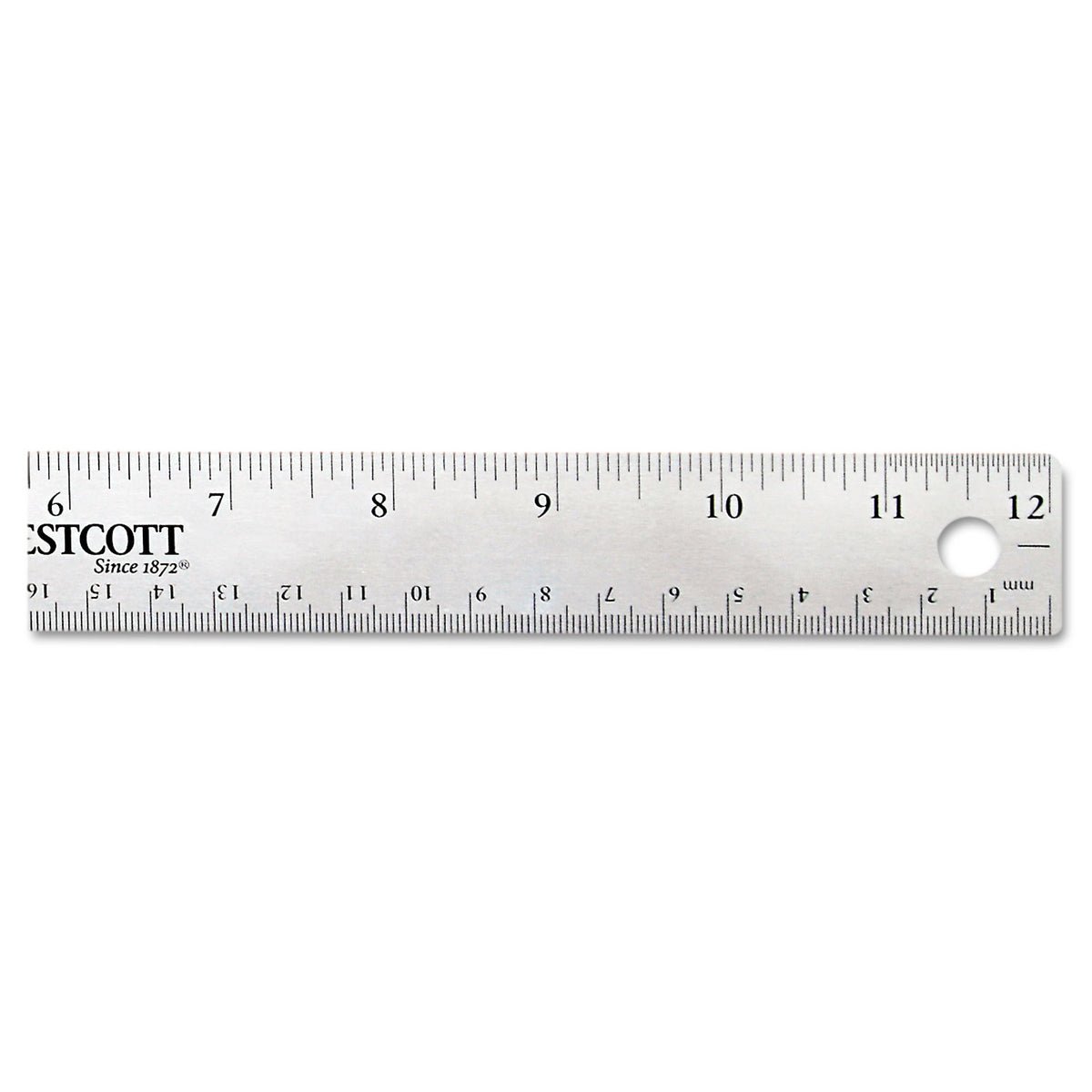 Westcott® Stainless Steel Office Ruler With Non Slip Cork Base, 12"