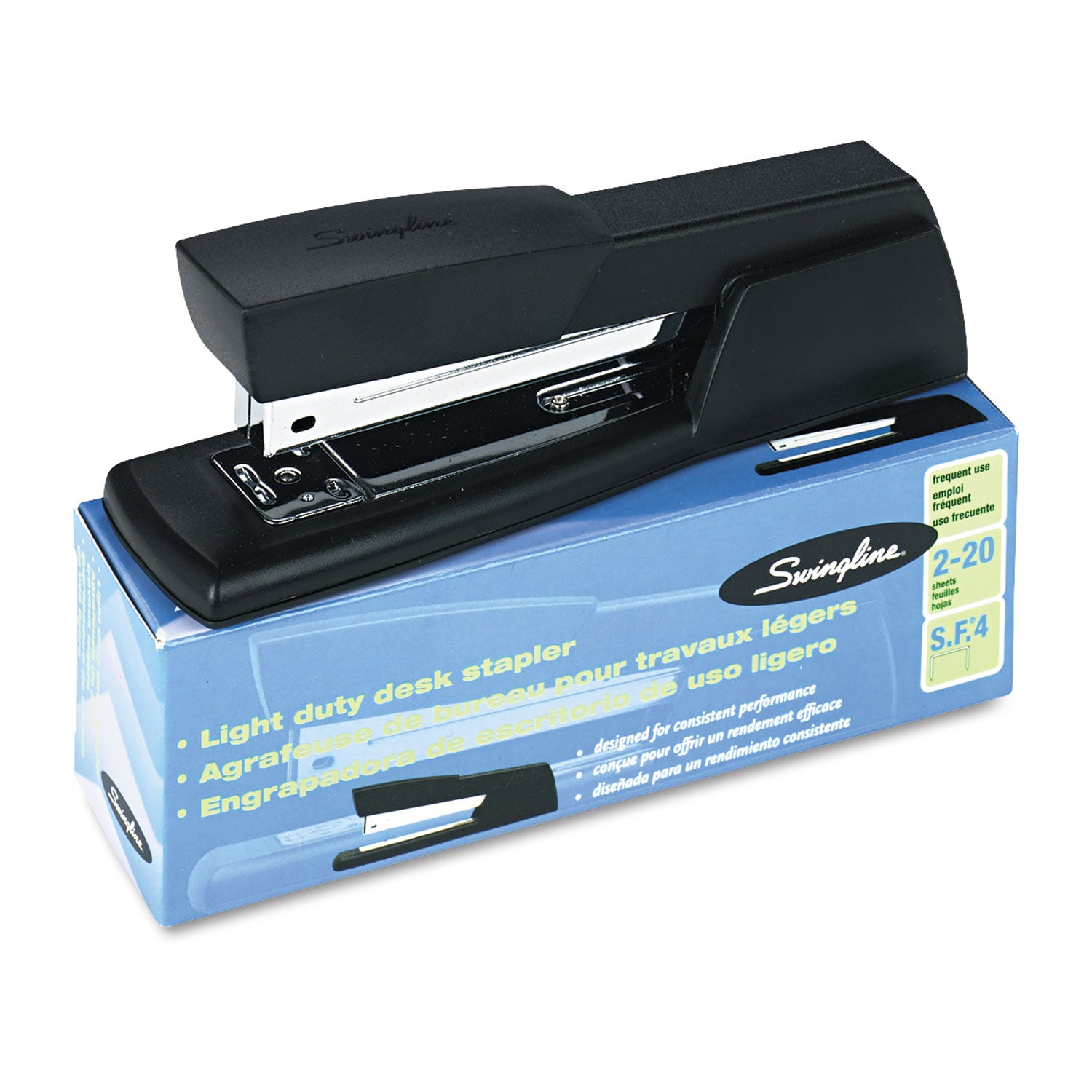 Swingline 40701 Light-Duty Full Strip Desk Stapler, 20-Sheet Capacity, Black