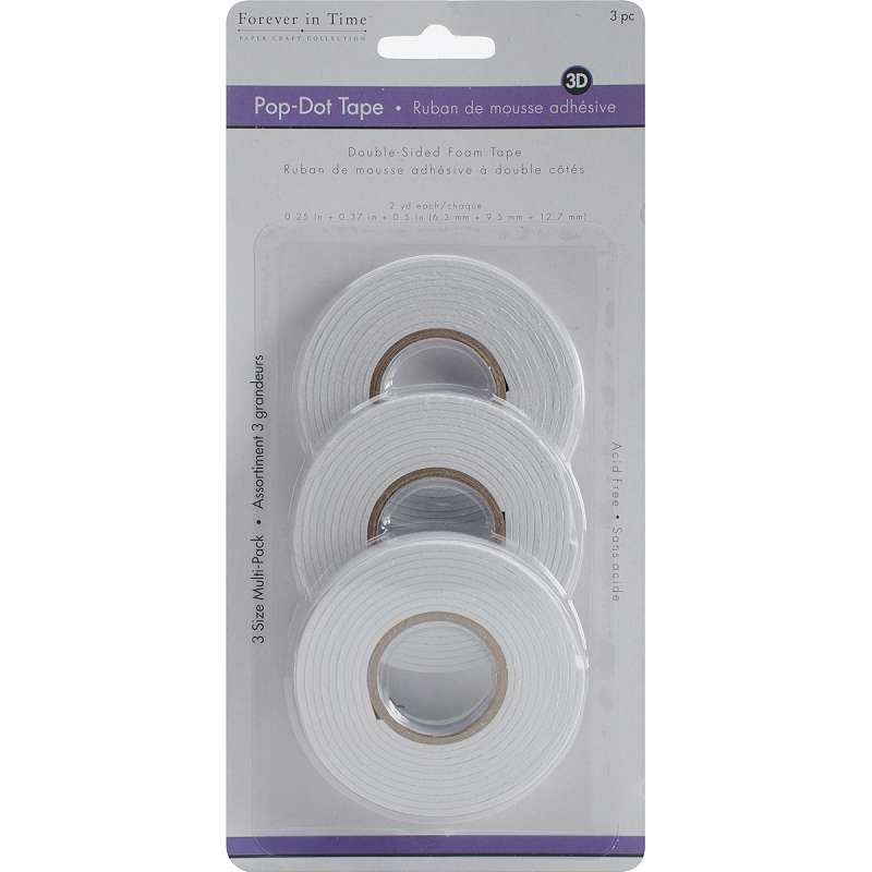 MultiCraft 3D Pop Dot Dual-Adhesive Foam Mount Tape .25",.375" & .5" 2yd Each