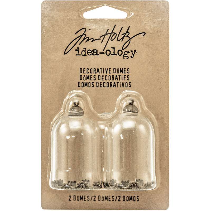 Idea-Ology Decorative Glass Domes 2/Pkg Clear W/Antique Brass 1"X1.75"