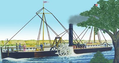 1/96 Clermont Side-Wheel Powered Steamboat