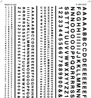 Dry Transfer R.R. Gothic Black Letters/Numbers 1/16", 3/32, 1/8", 3/16"